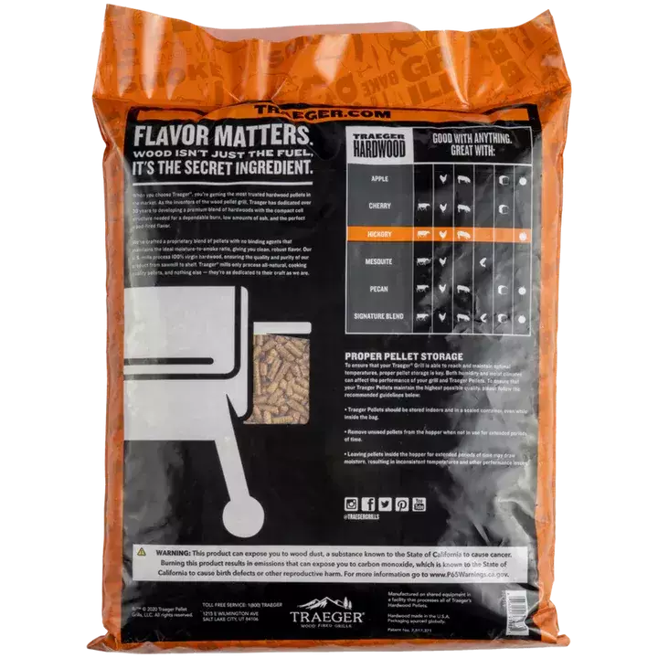 Saco 9 KG Pellets de madeira de Hickory Traeger